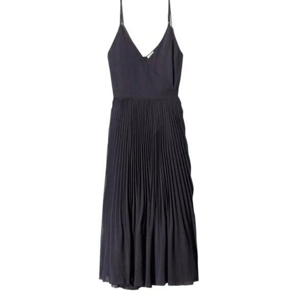 Aritzia Wilfred Beaune Pleated Sheer Chiffon Wrap Dress V-Neck Flowy Women's XS - Picture 2 of 15